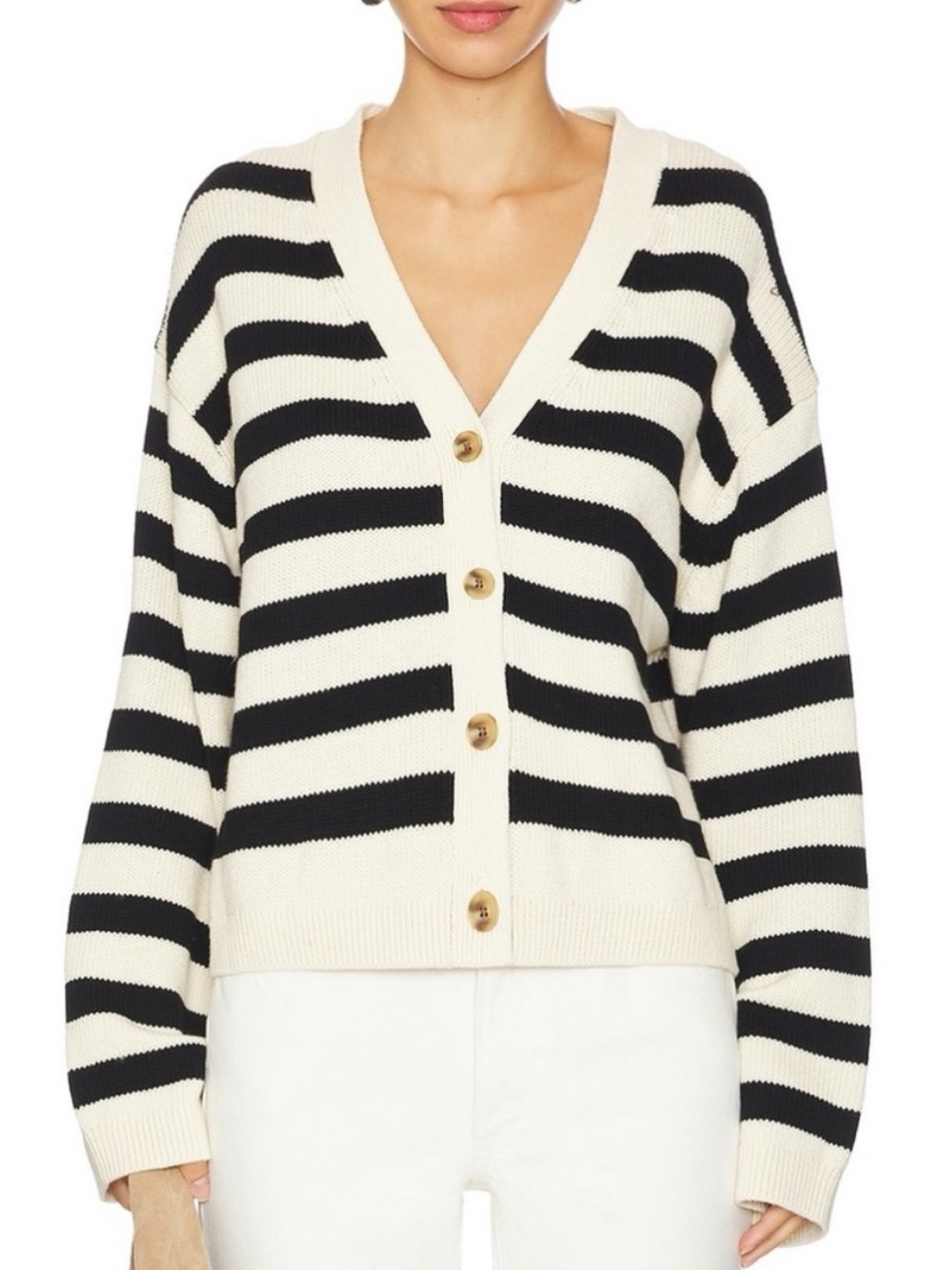 Velvet Graham Spencer Elodie Striped Cotton Cashmere Cardigan M NWT